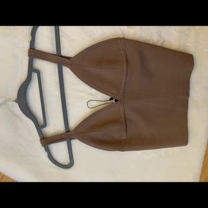NWT SEXY ZARA BROWN TIGH CROP TOP IN SIZE SMALL STRETCHY MATERIAL